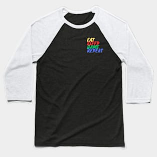 Eat, Sleep, Game, Repeat (Mood Colors) - Pocket ver. Baseball T-Shirt